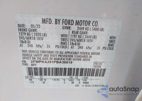 2023 Ford Edge Sel from USA, damaged, VIN 2FMPK4J91PBA36619